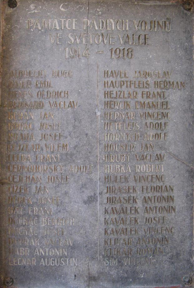 Pamětní desky padlým v 1.světové válce